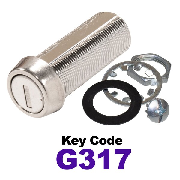 Global RV SS Compartment Lock, Cam/Blade Style, 1-3/4in Threaded Barrel, Blades not Included, Keyed to G317 CLB-317-134-SS - main
